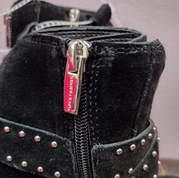 Vince Camuto Blinda  Black Suede Moto Chic Chain Rim Platform Lug Sole Boot - Picture 10 of 13